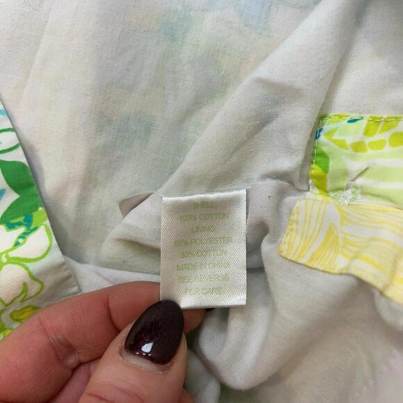 Lilly Pulitzer Girls Size 4 Cotton Floral Print Patchwork Shift Dress Yellow - Picture 11 of 13